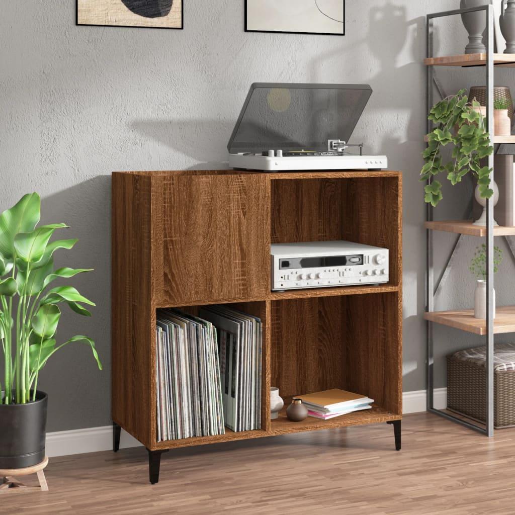 Vinylskab 84,5×38×89 cm - konstrueret træ i brun egetræsfarve