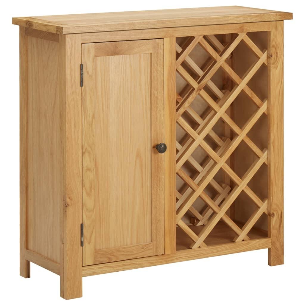 Vinskab Til 11 Flasker 80x32x80 Cm Massivt Egetræ