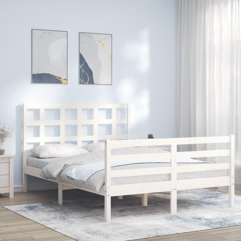 Sengeramme Med Sengegavl 140x190 Massivt Træ Hvid