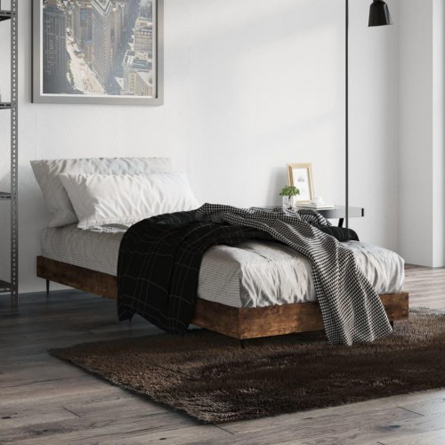 Sengeramme 75×190 cm i konstrueret træ - røget eg, uden madras