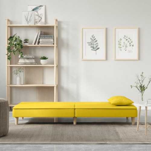 Sovesofa i stof - lysegul, justerbart ryglæn