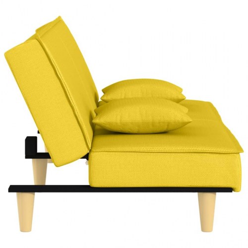 Sovesofa i stof - lysegul, justerbart ryglæn