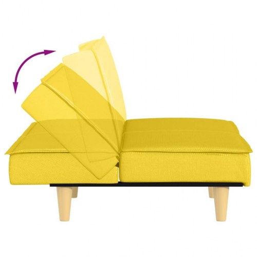Sovesofa i stof - lysegul, justerbart ryglæn