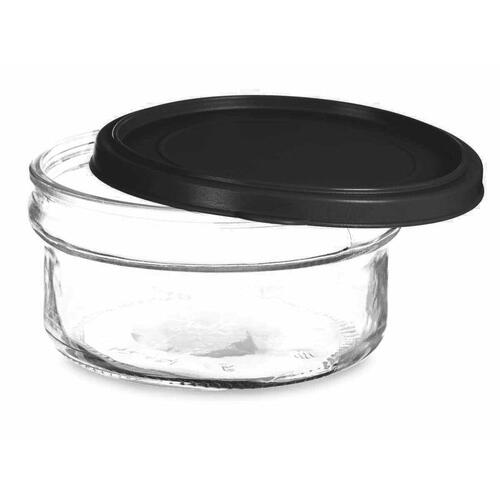 Rund madkasse med låg Sort Gennemsigtig Plastik Glas 12 x 6 x 12 cm 415 ml