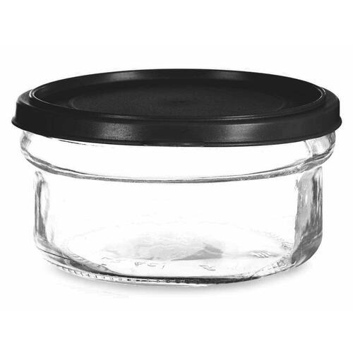 Rund madkasse med låg Sort Gennemsigtig Plastik Glas 12 x 6 x 12 cm 415 ml