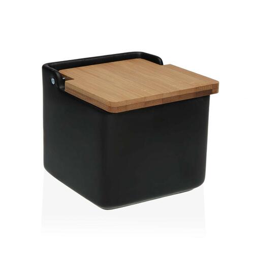 Saltbøsse med låg Versa Sort 12,2 x 11,5 x 12,2 cm Keramik Dolomite