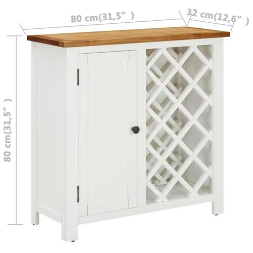 Vinskab 80x32x80 cm massivt egetræ