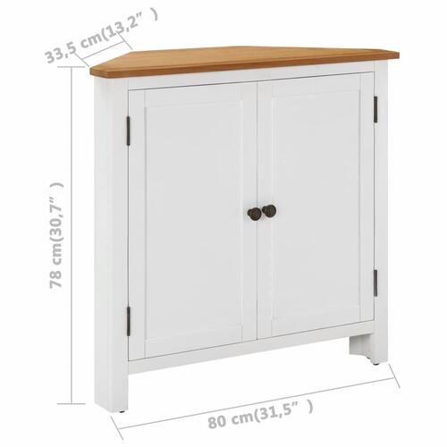 Hjørneskab 80x33,5x78 cm massivt egetræ