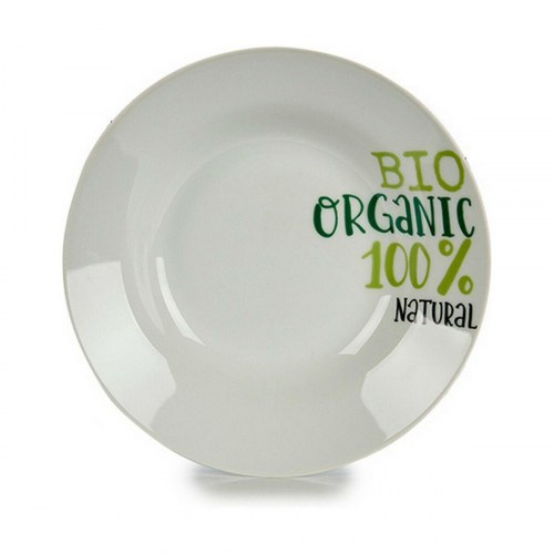 Dyb tallerken i porcelæn - Organic, hvid/grøn, Ø 20,6 cm (10 stk)