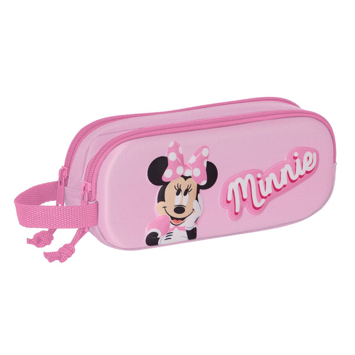 Dobbelt carry-all Minnie Mouse 3D Pink 21 x 8 x 6 cm