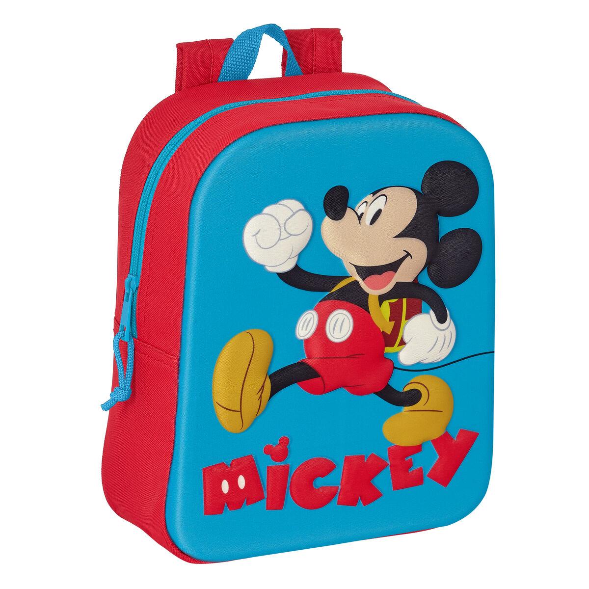 Skoletaske Mickey Mouse Clubhouse 3D Rød Blå 22 x 27 x 10 cm