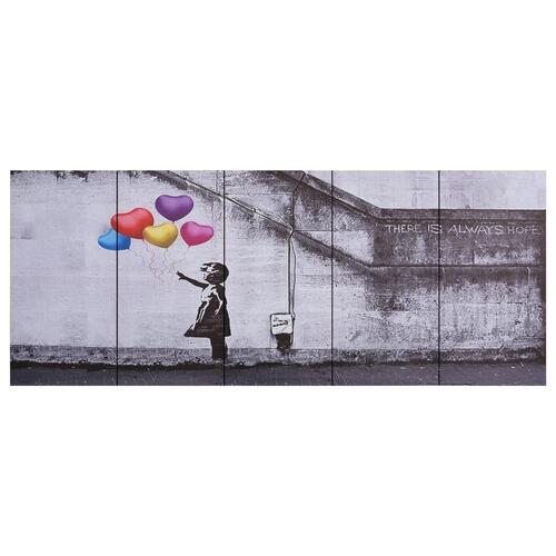 Lærredsprint balloner og barn 200x80 cm flerfarvet