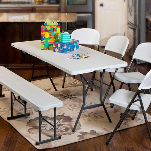 Sammenklappeligt bord Lifetime Hvid 185 x 74 x 76 cm Stål Plastik