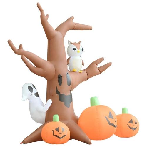 Oppusteligt spøgelsestræ m. græskar Halloween 6 LED'er 2,6 m