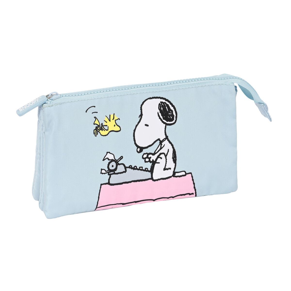 Tredobbelt bæretaske Snoopy Imagine Blå 22 x 12 x 3 cm