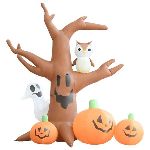 Oppusteligt spøgelsestræ m. græskar Halloween 6 LED'er 2,6 m