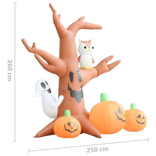 Oppusteligt spøgelsestræ m. græskar Halloween 6 LED'er 2,6 m