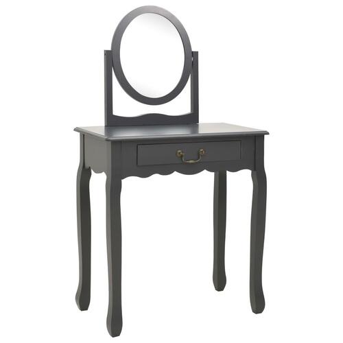 Kosmetikbord med taburet 65x36x128 cm kejsertræ MDF grå