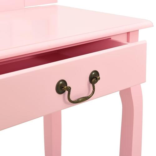 Kosmetikbord med taburet 65x36x128 cm kejsertræ MDF pink
