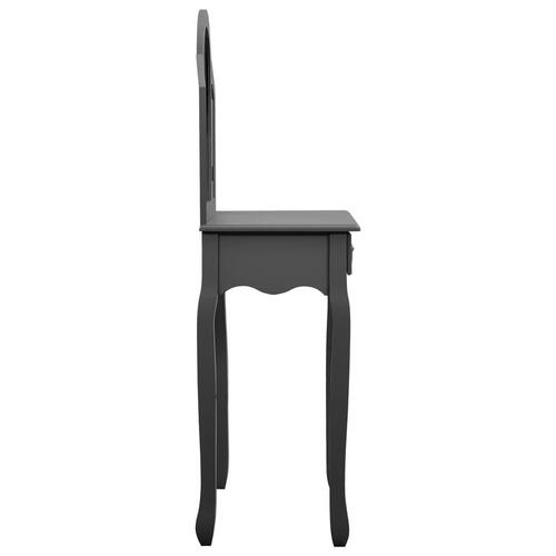 Kosmetikbord med taburet 65x36x128 cm kejsertræ MDF grå