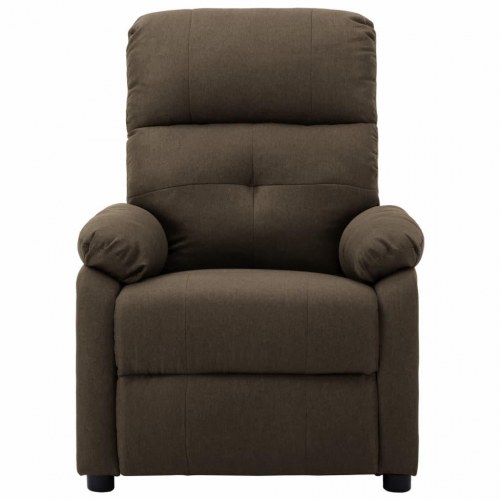 Massagestol i stof - brun, manuel recliner med 6-punkts vibration