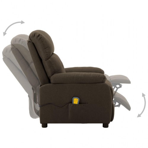 Massagestol i stof - brun, manuel recliner med 6-punkts vibration