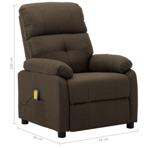 Massagestol i stof - brun, manuel recliner med 6-punkts vibration