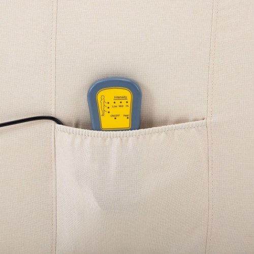 Massagestol i stof - cremefarvet, manuel recliner med 6-punkts vibration