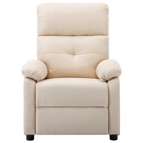 Massagestol i stof - cremefarvet, manuel recliner med 6-punkts vibration