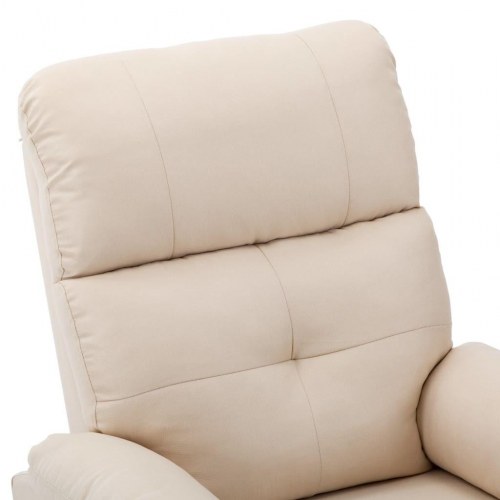 Massagestol i stof - cremefarvet, manuel recliner med 6-punkts vibration
