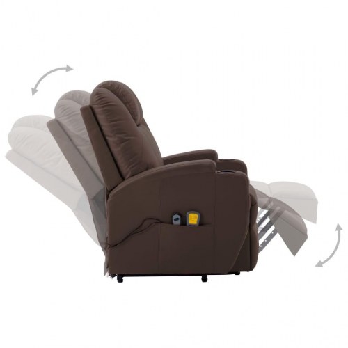 Massagestol med løftefunktion kunstlæder brun