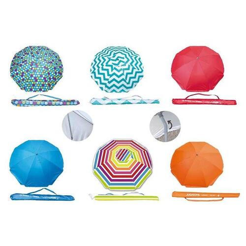Parasol UV-beskyttelse Ø 220 cm Polinylon 8 Stænger Jern