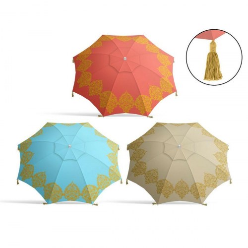 Parasol med frynser Ø 180 cm - Oxford-stof, justerbar