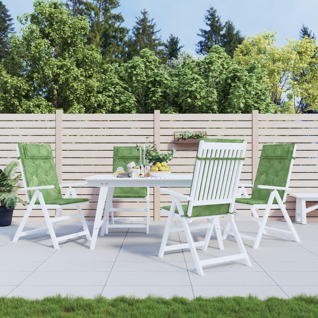 Stolehynder med høj ryg 4 stk. oxfordstof bladmønster