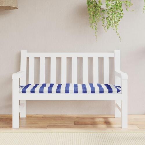 Hynde til havebænk 120x50x7 cm striber stof blå og hvid