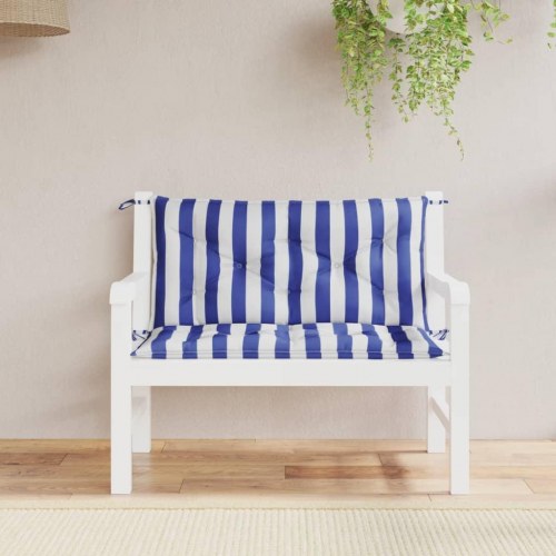 Hynder til havebænk, 2 stk - 100×50×7 cm, striber blå/hvid