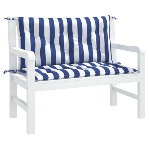 Hynder til havebænk, 2 stk - 100×50×7 cm, striber blå/hvid
