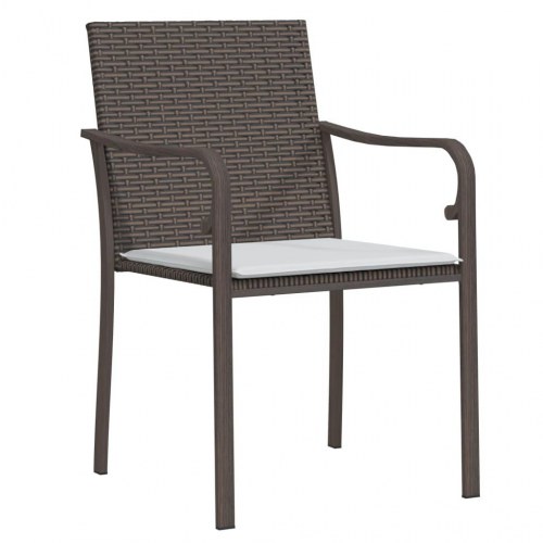 Havestole med hynder 2 stk. 56x59x84 cm polyrattan brun