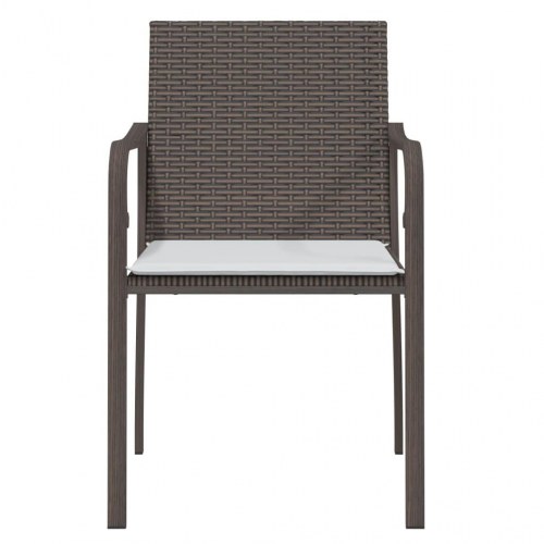Havestole med hynder 2 stk. 56x59x84 cm polyrattan brun