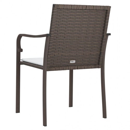 Havestole med hynder 2 stk. 56x59x84 cm polyrattan brun