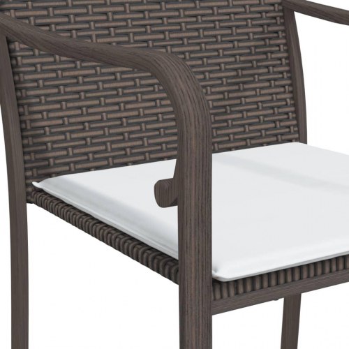 Havestole med hynder 2 stk. 56x59x84 cm polyrattan brun