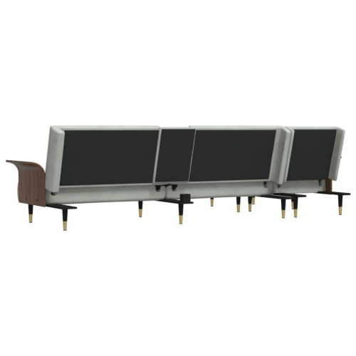 L-formet sovesofa 279x140x70 cm velour lysegrå