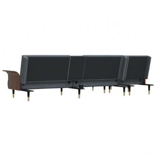 L-formet sovesofa i velour - mørkegrå, 279×140×70 cm