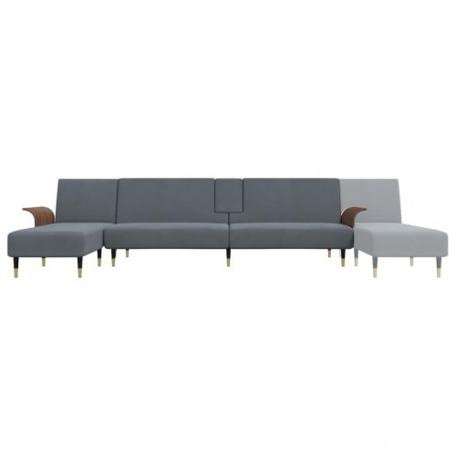 L-formet sovesofa i velour - mørkegrå, 279×140×70 cm