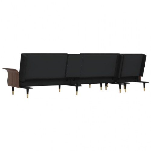 L-formet sovesofa 279x140x70 cm velour sort
