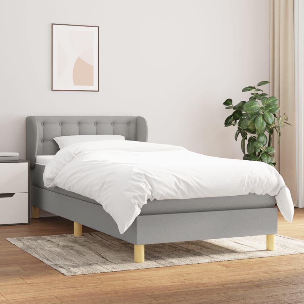 Kontinentalseng med madras 90x190 cm stof lysegrå