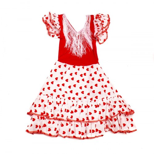 Kjole Flamenco VS-RB-LHEARTH - pige 4 år, hvid, polyester