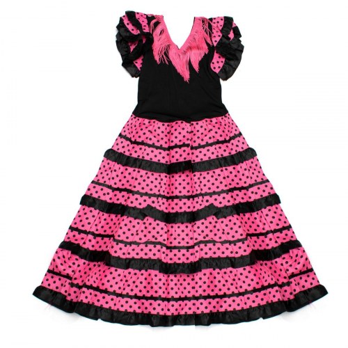 Kjole Flamenco - Pink prikket - 12 år (Polyester)