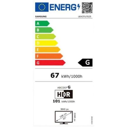 Smart TV Samsung UE43TU7025K 43" 4K Ultra HD LED WiFi Grå LED 4K Ultra HD PQI 2000 (OUTLET A)