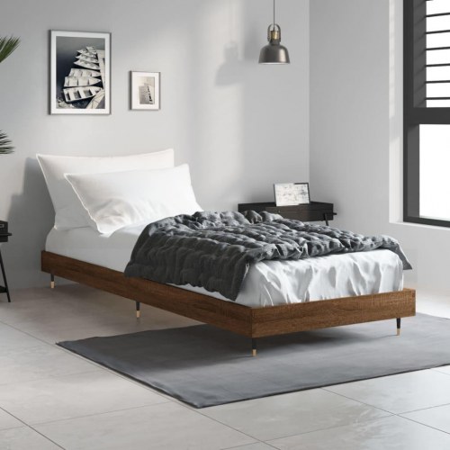 Sengeramme 75×190 cm i konstrueret træ - brun eg